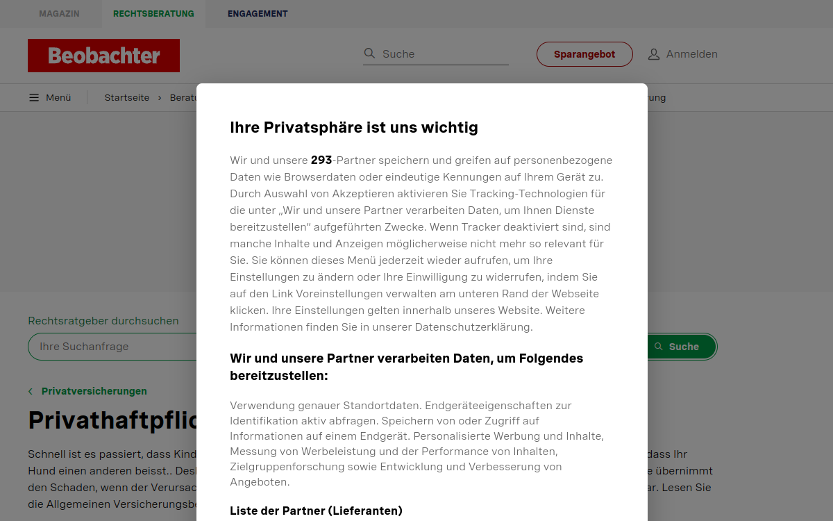 Privathaftpflichtversicherung | Beobachter